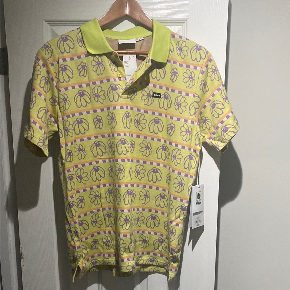Obey expand jacquard polo celery juice multi shirt